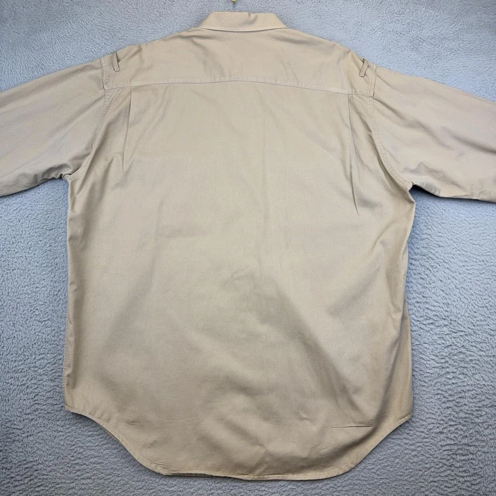 Vintage Banana Republic Shirt Mens XL Beige Safari Travel Long Sleeve Button Up